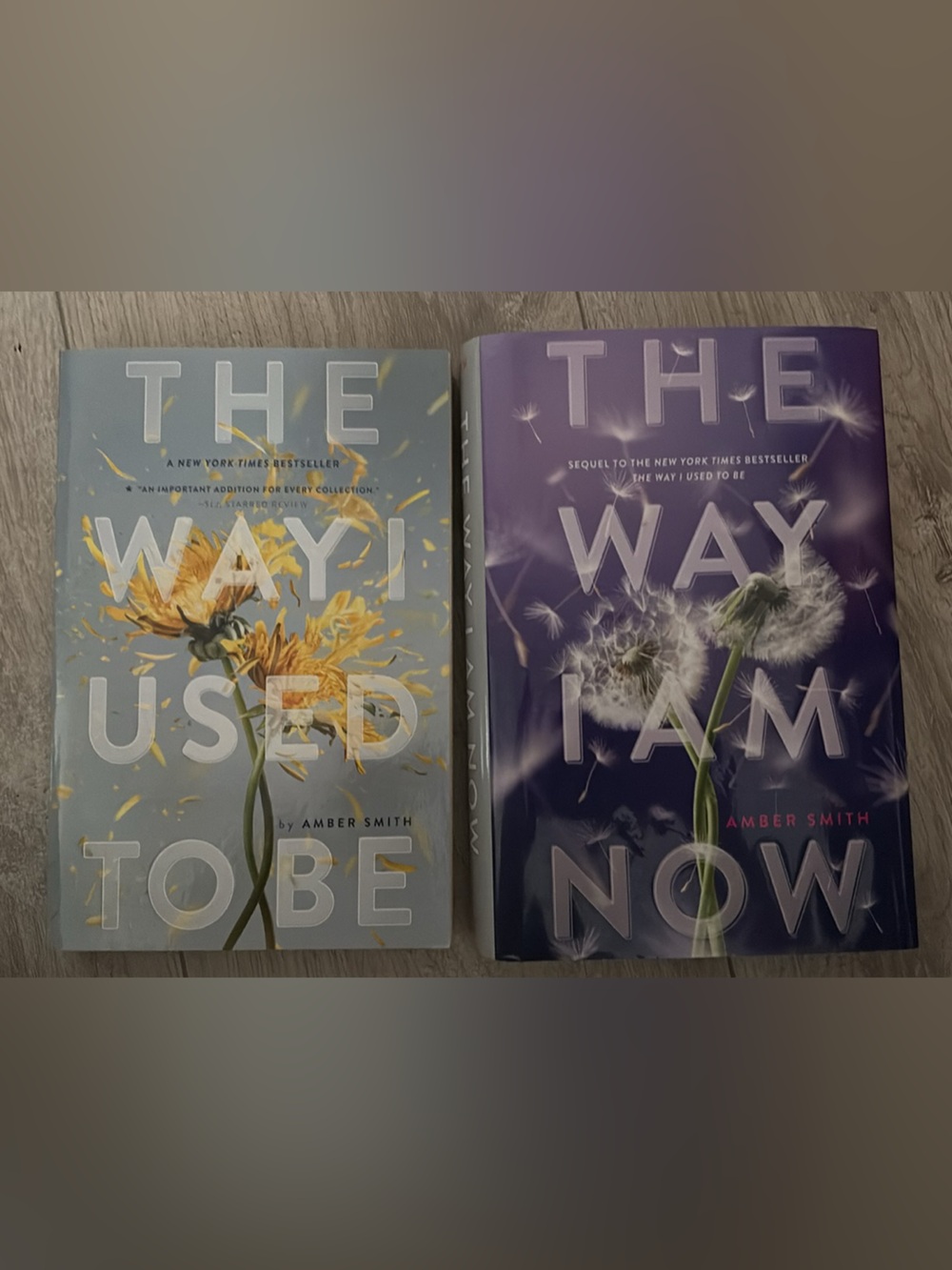 Amazon paperback set - yellow and purple floral covers